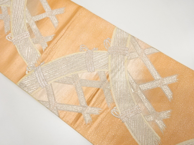 JAPANESE KIMONO / ANTIQUE FUKURO OBI / SILK / WOVEN FENCE